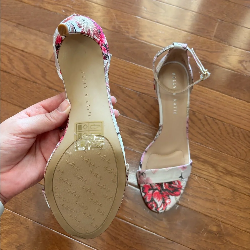 Kelly & Katie Tan Strappy Heel with Floral Embroidery - Picture 4 of 5